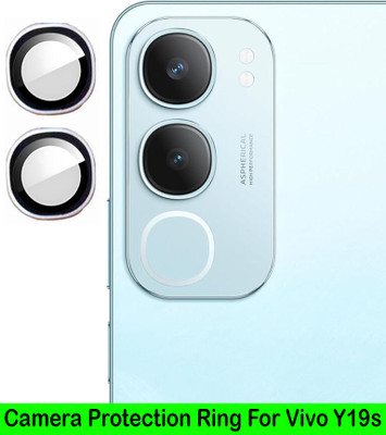krezee Back Camera Lens Ring Guard Protector for Vivo Y19s [ Silver Metal Ring with 9H Glass] Set of 1(Pack of: 3)