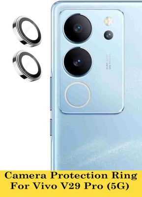 ZYXO Back Camera Lens Glass Protector for Vivo V29 Pro 5G [Silver Metal Alloy Camera Ring with 9H Glass] Set of 1(Pack of: 2)