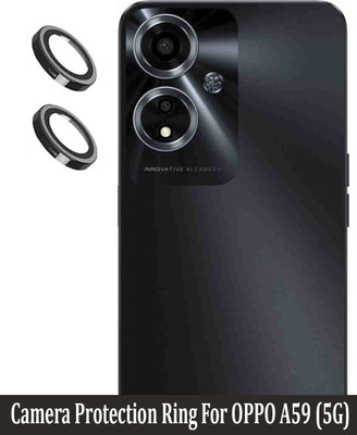 ZYXO Back Camera Lens Ring Guard Protector for OPPO A59 5G [Black Metal Alloy Camera Ring with 9H Glass] Set of 1(Pack of: 2)