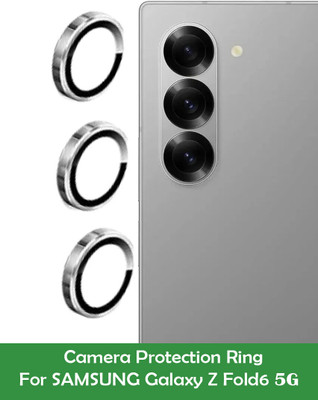 KREZEE Back Camera Lens Ring Guard Protector for SAMSUNG Galaxy Z Fold6 5G [Silver Metal Alloy Camera Ring with Glass] Set of 1(Pack of: 3)