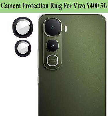 ZYXO Back Camera Lens Ring Guard Protector for Vivo Y400 5G [ Black Metal Alloy Camera Ring with Glass] Set of 1(Pack of: 2)