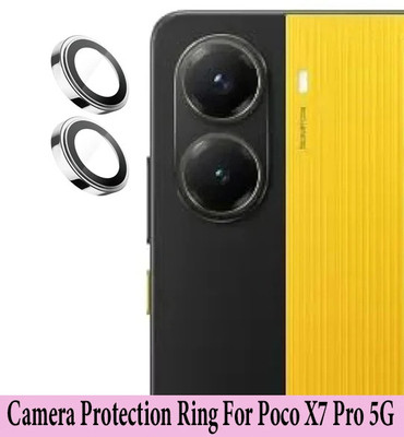 ZYXO Back Camera Lens Ring Guard Protector for Poco X7 Pro 5G [ Silver Metal Ring with 9H Glass] Set of 1(Pack of: 2)