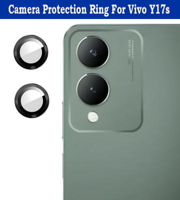 KREZEE Back Camera Lens Ring Guard Protector for Vivo Y17s [Black Metal Alloy Camera Ring with 9H Glass] Set of 1(Pack of: 2)