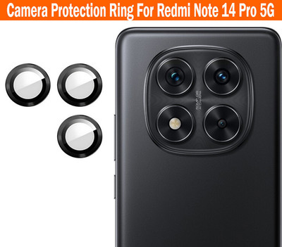 ZYXO Back Camera Lens Glass Protector for Redmi Note 14 Pro 5G [Black Metal Alloy Camera Ring with Glass] Set of 1(Pack of: 3)