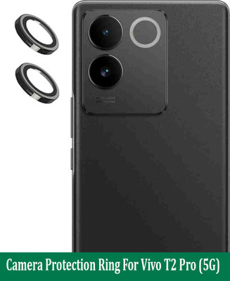 ZYXO Back Camera Lens Ring Guard Protector for Vivo T2 Pro 5G [Black Metal Alloy Camera Ring with 9H Glass] Set of 1(Pack of: 2)