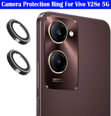 KREZEE Back Camera Lens Ring Guard Protector for Vivo Y28e 5G [ Black Metal Ring with 9H Glass] Set of 1(Pack of: 2)