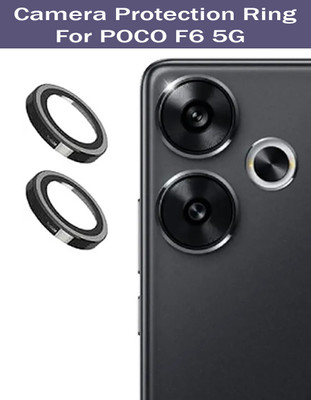 KREZEE Back Camera Lens Glass Protector for POCO F6 5G [Black Metal Alloy Camera Ring with 9H Glass] Set of 1(Pack of: 1)