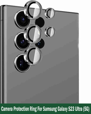 ZYXO Back Camera Lens Glass Protector for Samsung Galaxy S23 Ultra 5G [Grey Metal Alloy Camera Ring with Glass] Set of 1(Pack of: 5)