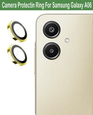 ZYXO Back Camera Lens Glass Protector for Samsung Galaxy A06 [Gold Metal Alloy Camera Ring with 9H Glass] Set of 1(Pack of: 2)