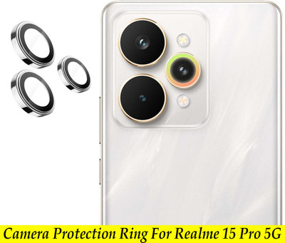 ZYXO Back Camera Lens Ring Guard Protector for Realme 15 Pro 5G [ Silver Metal Ring with 9H Glass] Set of 1(Pack of: 2)