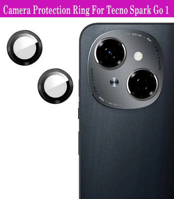ZYXO Back Camera Lens Glass Protector for Tecno Spark Go 1 [Black Metal Alloy Camera Ring with 9H Glass] Set of 1(Pack of: 2)