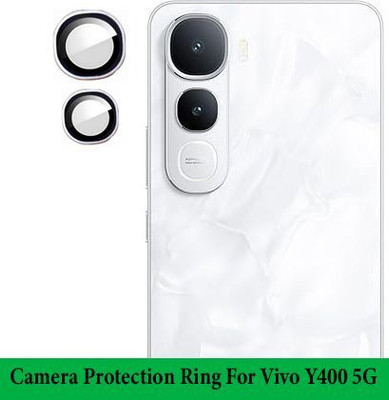 KREZEE Back Camera Lens Ring Guard Protector for Vivo Y400 5G [ Sliver Metal Ring with 9H Glass] Set of 1(Pack of: 2)