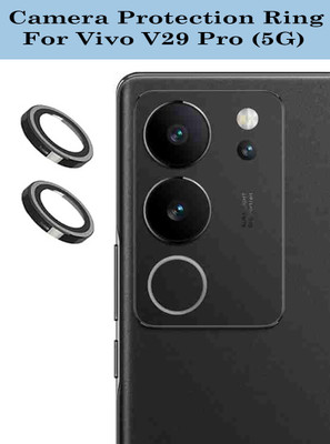 ZYXO Back Camera Lens Glass Protector for Vivo V29 Pro 5G [Black Metal Alloy Camera Ring with 9H Glass] Set of 1(Pack of: 2)