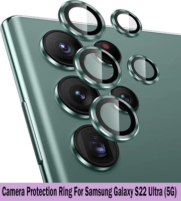 KREZEE Back Camera Lens Ring Guard Protector for Samsung Galaxy S22 Ultra 5G [Green Metal Alloy Camera Ring with Glass] Set of 1(Pack of: 5)
