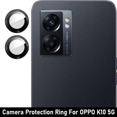 KREZEE Back Camera Lens Ring Guard Protector for OPPO K10 5G [Black Metal Alloy Camera Ring with 9H Glass] Set of 1(Pack of: 2)