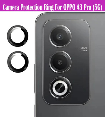 ZYXO Back Camera Lens Glass Protector for OPPO A3 Pro 5G [Black Metal Alloy Camera Ring with 9H Glass] Set of 1(Pack of: 2)