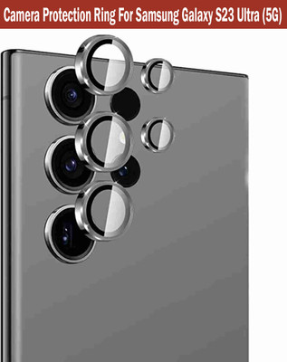 KREZEE Back Camera Lens Glass Protector for Samsung Galaxy S23 Ultra 5G [Grey Metal Alloy Camera Ring with Glass] Set of 1(Pack of: 5)