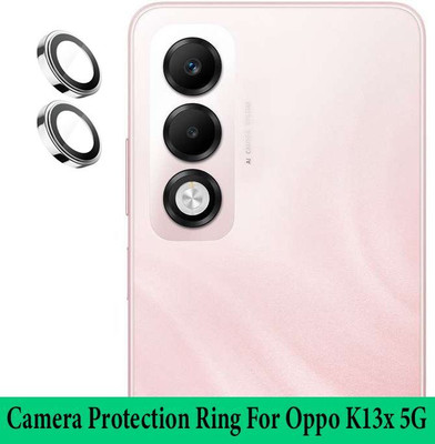 DC DEAL CLUES Back Camera Lens Ring Guard Protector for Oppo K13x 5G [ Silver Metal Ring with 9H Glass] Set of 1(Pack of: 2)