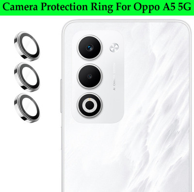 ZYXO Back Camera Lens Ring Guard Protector for Oppo A5 5G [ Silver Metal Ring with 9H Glass] Set of 1(Pack of: 1)