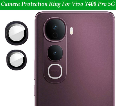 ZYXO Back Camera Lens Ring Guard Protector for Vivo Y400 Pro 5G [ Black Metal Ring with 9H Glass] Set of 1(Pack of: 2)