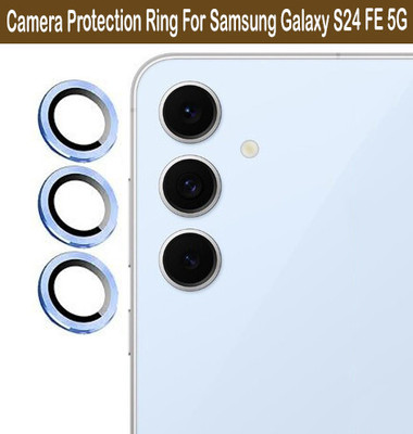 Zyxo Back Camera Lens Ring Guard Protector for Samsung Galaxy S24 FE 5G [ Blue Metal Ring with 9H Glass] Set of 1(Pack of: 3)