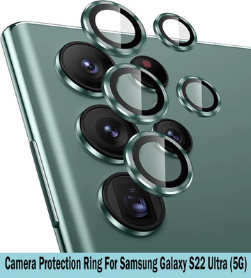 ZYXO Back Camera Lens Ring Guard Protector for Samsung Galaxy S22 Ultra 5G [Green Metal Alloy Camera Ring with Glass] Set of 1(Pack of: 5)
