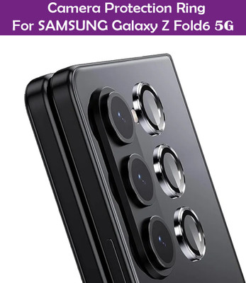 KREZEE Back Camera Lens Ring Guard Protector for SAMSUNG Galaxy Z Fold6 5G [Black Metal Alloy Camera Ring with Glass] Set of 1(Pack of: 3)
