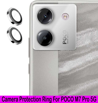 ZYXO Back Camera Lens Ring Guard Protector for POCO M7 Pro 5G [ Silver Metal Ring with 9H Glass] Set of 1(Pack of: 2)