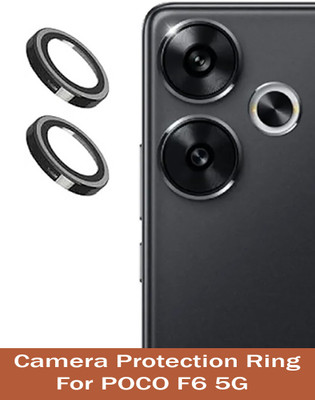 ZYXO Back Camera Lens Glass Protector for POCO F6 5G [Black Metal Alloy Camera Ring with 9H Glass] Set of 1(Pack of: 1)