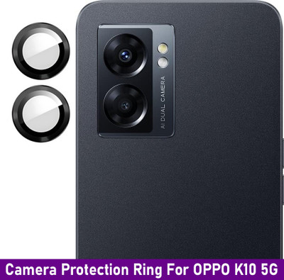 ZYXO Back Camera Lens Ring Guard Protector for OPPO K10 5G [Black Metal Alloy Camera Ring with 9H Glass] Set of 1(Pack of: 2)