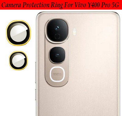 ZYXO Back Camera Lens Ring Guard Protector for Vivo Y400 Pro 5G [ Gold Metal Ring with 9H Glass] Set of 1(Pack of: 2)