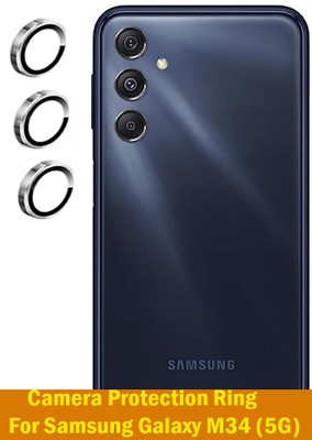 ZYXO Back Camera Lens Ring Guard Protector for Samsung Galaxy M34 5G [Silver Metal Alloy Camera Ring with Glass] Set of 1(Pack of: 3)