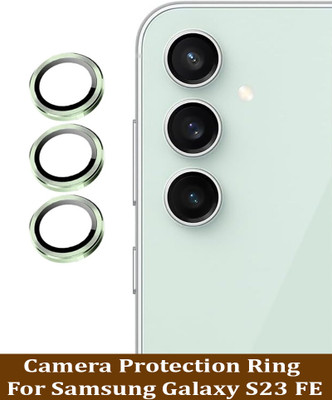 KREZEE Back Camera Lens Glass Protector for Samsung Galaxy S23 FE [Green Metal Alloy Camera Ring with 9H Glass] Set of 1(Pack of: 3)