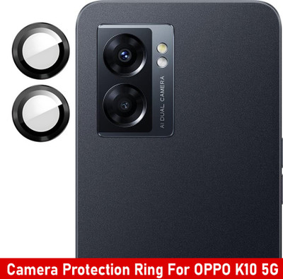 KREZEE Back Camera Lens Ring Guard Protector for OPPO K10 5G [Black Metal Alloy Camera Ring with 9H Glass] Set of 1(Pack of: 2)