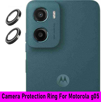ZYXO Back Camera Lens Ring Guard Protector for Motorola g05 [Black Metal Ring with Glass] Set of 1(Pack of: 2)