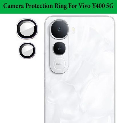 KREZEE Back Camera Lens Ring Guard Protector for Vivo Y400 5G [ Sliver Metal Ring with 9H Glass] Set of 1(Pack of: 2)