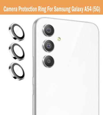 ZYXO Back Camera Lens Ring Guard Protector for Samsung Galaxy A54 5G [Silver Metal Alloy Camera Ring with 9H Glass] Set of 1(Pack of: 3)