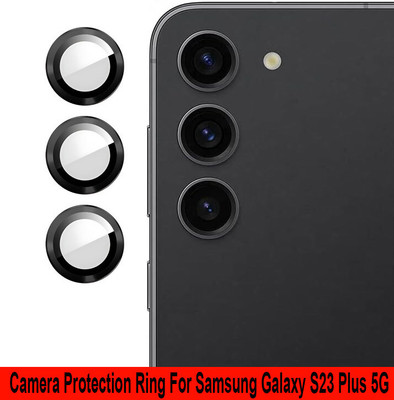 KREZEE Back Camera Lens Glass Protector for Samsung Galaxy S23 Plus 5G [Black Metal Alloy Camera Ring with Glass] Set of 1(Pack of: 3)