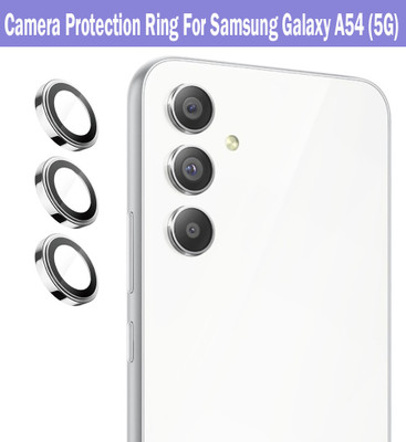ZYXO Back Camera Lens Ring Guard Protector for Samsung Galaxy A54 5G [Silver Metal Alloy Camera Ring with 9H Glass] Set of 1(Pack of: 3)