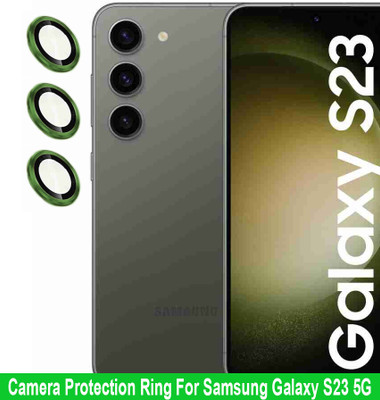 ZYXO Back Camera Lens Glass Protector for Samsung Galaxy S23 5G [Green Metal Alloy Camera Ring with 9H Glass] Set of 1(Pack of: 3)