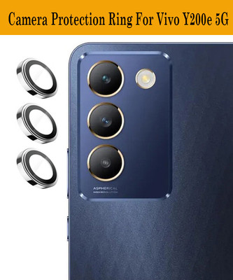 DC DEAL CLUES Back Camera Lens Glass Protector for Vivo Y200e 5G [Silver Metal Alloy Camera Ring with 9H Glass] Set of 1(Pack of: 3)