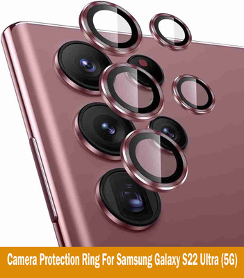 ZYXO Back Camera Lens Glass Protector for Samsung Galaxy S22 Ultra 5G [Wine Metal Alloy Camera Ring with Glass] Set of 1(Pack of: 5)