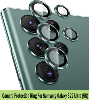 ZYXO Back Camera Lens Ring Guard Protector for Samsung Galaxy S22 Ultra 5G [Green Metal Alloy Camera Ring with Glass] Set of 1(Pack of: 5)