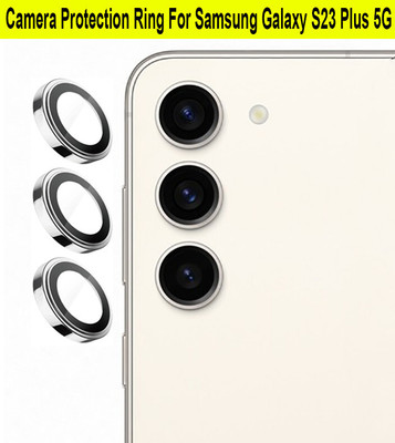 ZYXO Back Camera Lens Glass Protector for Samsung Galaxy S23 Plus 5G [Silver Metal Alloy Camera Ring with Glass] Set of 1(Pack of: 3)