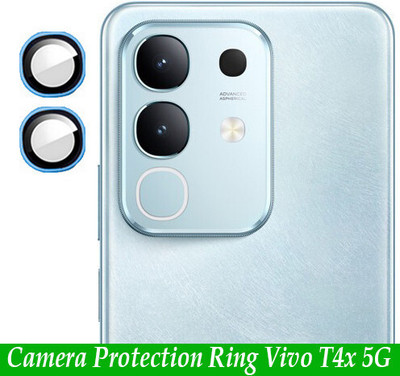 ZYXO Back Camera Lens Ring Guard Protector for Vivo T4x 5G [ Blue Metal Ring with 9H Glass] Set of 1(Pack of: 2)