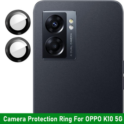 KREZEE Back Camera Lens Ring Guard Protector for OPPO K10 5G [Black Metal Alloy Camera Ring with 9H Glass] Set of 1(Pack of: 2)