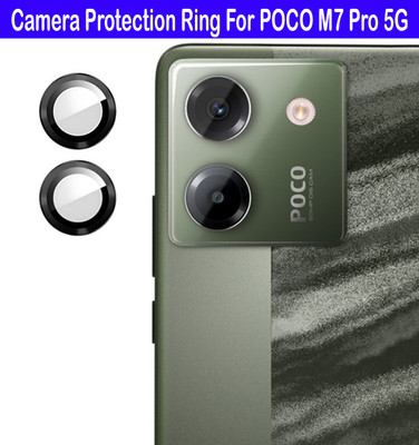 KREZEE Back Camera Lens Ring Guard Protector for POCO M7 Pro 5G [ Black Metal Ring with 9H Glass] Set of 1(Pack of: 2)