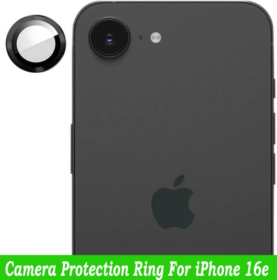 KREZEE Back Camera Lens Ring Guard Protector for iPhone 16e [ Black Metal Ring with 9H Glass] Set of 1(Pack of: 2)