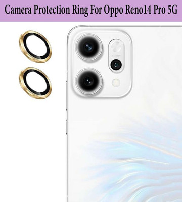 KREZEE Back Camera Lens Ring Guard Protector for Oppo Reno 14 Pro 5G [ Gold Metal Ring with 9H Glass] Set of 1(Pack of: 2)