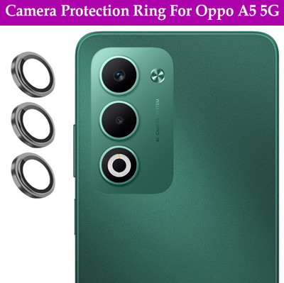 ZYXO Back Camera Lens Ring Guard Protector for Oppo A5 5G [ Black Metal Ring with 9H Glass] Set of 1(Pack of: 3)